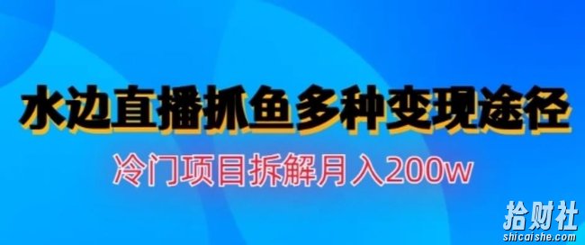 水边直播抓鱼,多种变现途径冷门项目,月入200w拆解【揭秘】