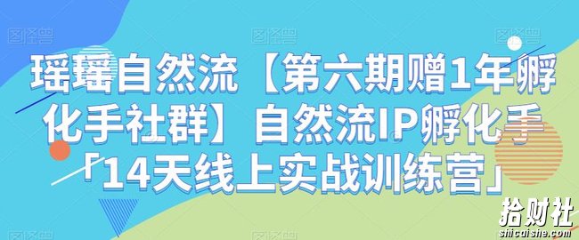 瑶瑶自然流【第六期赠1年孵化手社群】自然流IP孵化手「14天线上实战训练营」