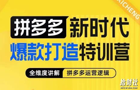 玺承·拼多多新时代爆款打造特训营,全维度讲解拼多多运营逻辑
