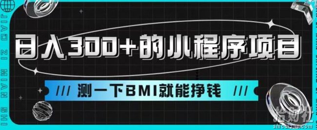 日入300+的小程序项目,测一下BMI就能挣钱【揭秘】
