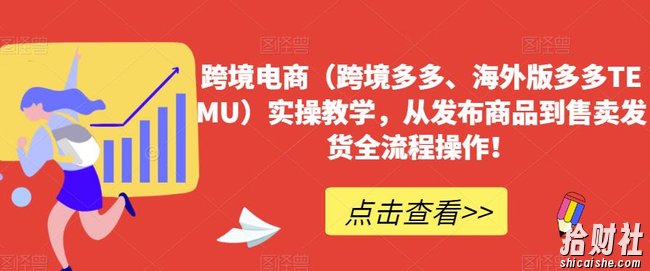 跨境电商(跨境多多、海外版多多TEMU)实操教学,从发布商品到售卖发货全流程操作!