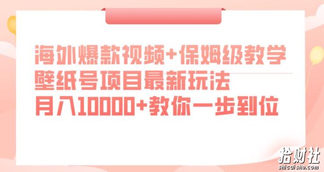 海外爆款视频+保姆级教学，壁纸号项目最新玩法，月入10000+教你一步到位【揭秘】
