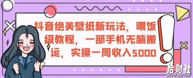 抖音绝美壁纸新玩法，喂饭级教程，一部手机无脑搬运，实操一周收入5000【揭秘】
