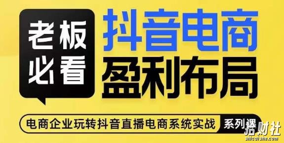 老板必看-抖音电商盈利布局,公开揭秘抖音电商全域布局打法