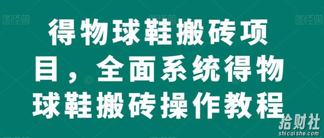 得物球鞋搬砖项目，全面系统得物球鞋搬砖操作教程【揭秘】
