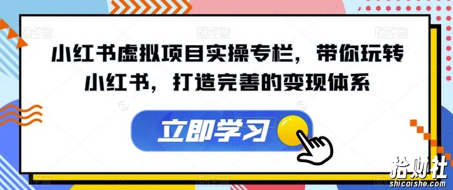 小红书虚拟项目实操专栏，带你玩转小红书，打造完善的变现体系