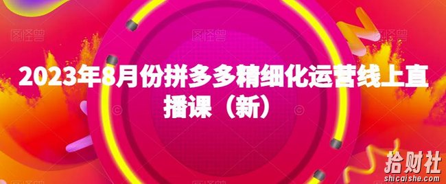 2023年8月份拼多多精细化运营线上直播课（新）