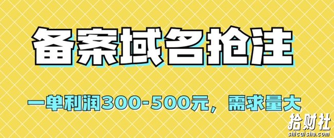【全网首发】备案域名抢注，一单利润300-500元，需求量大