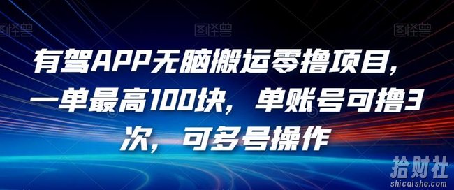 有驾APP无脑搬运零撸项目,一单最高100块,单账号可撸3次,可多号操作【揭秘】