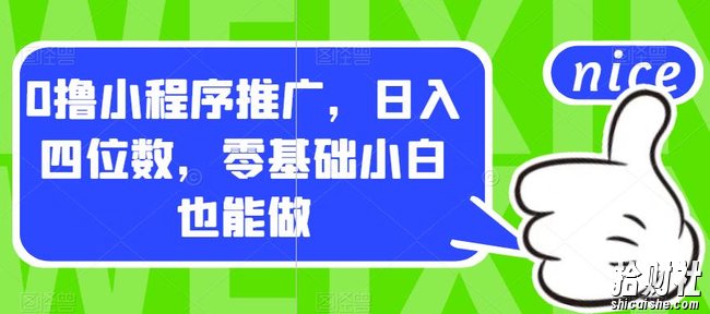 0撸小程序推广，日入四位数，零基础小白也能做【揭秘】