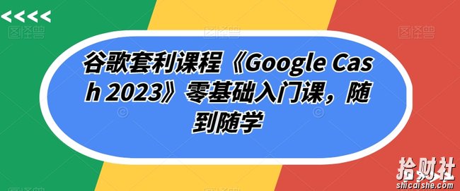 谷歌套利课程《Google Cash 2023》零基础入门课,随到随学