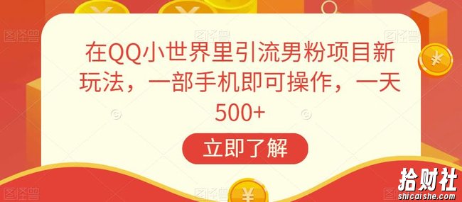 在QQ小世界里引流男粉项目新玩法,一部手机即可操作,一天500+【揭秘】
