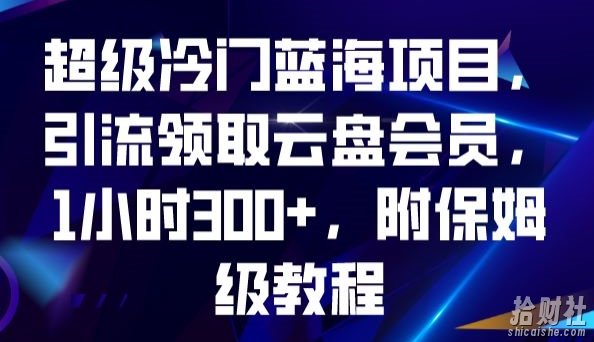 超级冷门蓝海项目,引流领取云盘会员,1小时300+,附保姆级教程