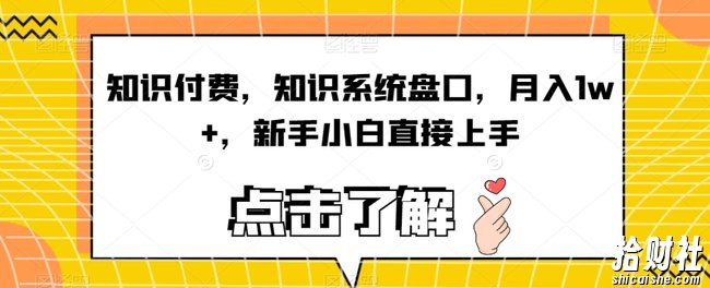 知识付费,知识系统盘口,月入1w+,新手小白直接上手