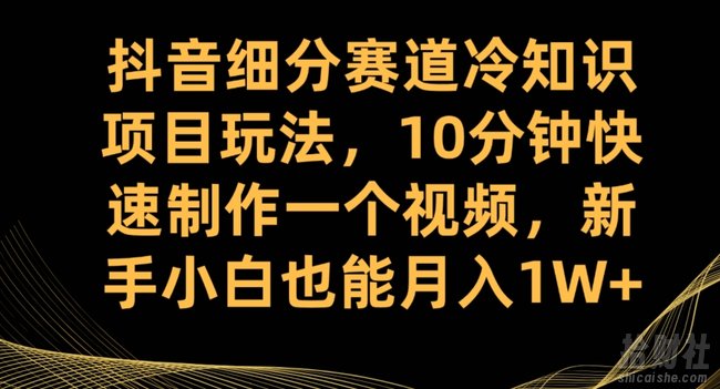 抖音细分赛道冷知识项目玩法，10分钟快速制作一个视频，新手小白也能月入1W+【揭秘】