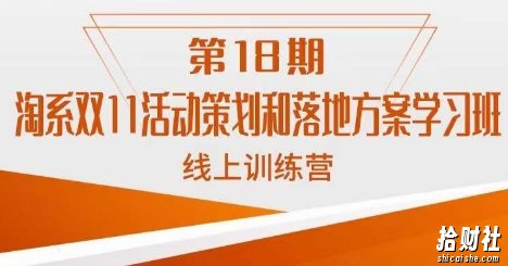 南掌柜·淘系双11活动策划和落地方案线上课18期