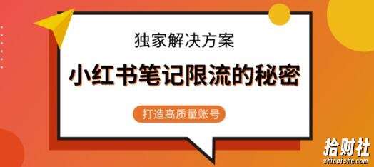 小红书笔记限流的秘密,被限流的笔记独家解决方案,打造高质量账号(共3节视频)