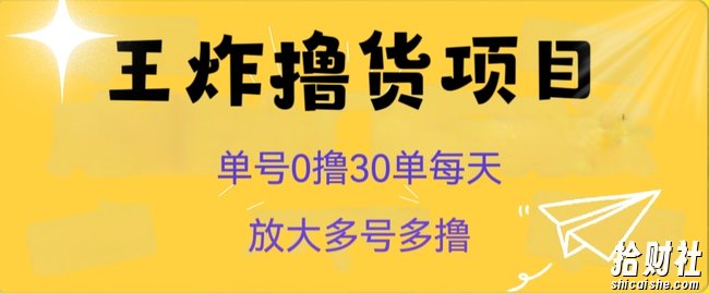 王炸撸货项目，单号0撸30单每天，多号多撸【揭秘】