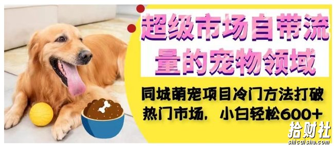 超级市场自带流量的宠物领域,同城萌宠项目冷门方法打破热门市场,小白轻松600+