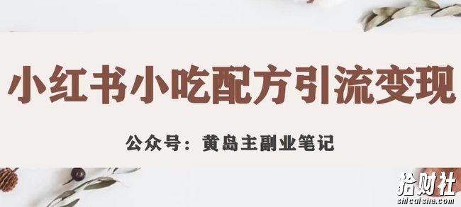 黄岛主·小红书小吃配方引流变现项目,花988买来拆解成视频版课程分享