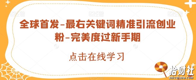 全球首发-最右关键词精准引流创业粉-完美度过新手期【揭秘】