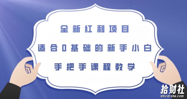 全新红利项目，适合0基础的新手小白，手把手课程教学【揭秘】