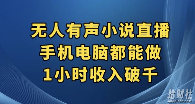 抖音无人有声小说直播，手机电脑都能做，1小时收入破千【揭秘】