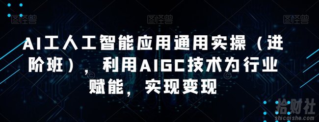 AI工人工智能应用通用实操（进阶班），利用AIGC技术为行业赋能，实现变现