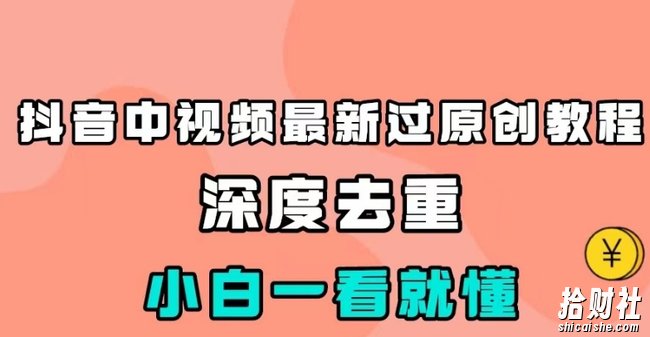 抖音中视频最新过原创教程,深度去重,小白一看就懂【揭秘】