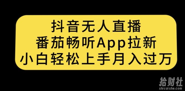 抖音无人直播，番茄畅听APP拉新，小白轻松上手月入过万
