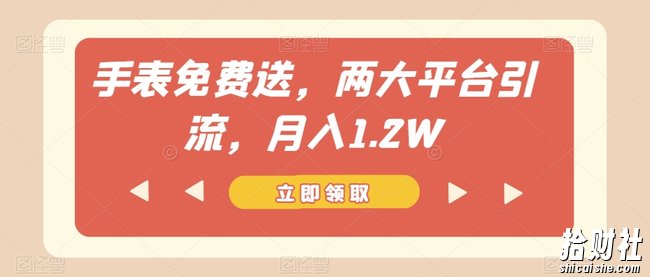 手表免费送,两大平台引流,月入1.2W【揭秘】