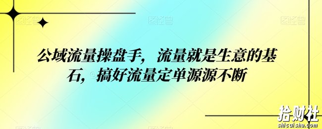 公域流量操盘手,流量就是生意的基石,搞好流量定单源源不断