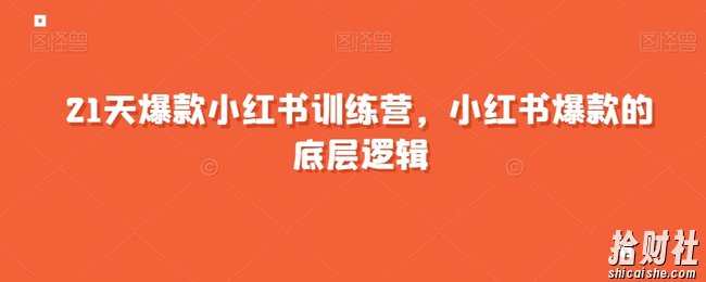 21天爆款小红书训练营,小红书爆款的底层逻辑