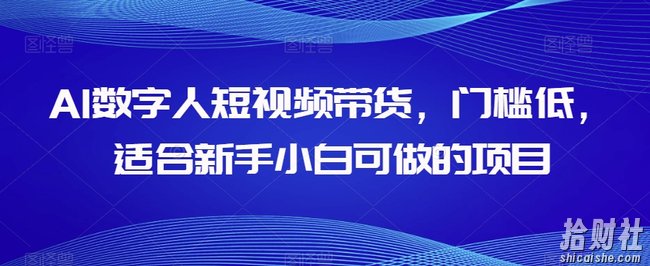 AI数字人短视频带货,门槛低,适合新手小白可做的项目