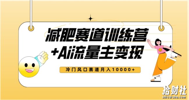 全新减肥赛道AI流量主+训练营变现玩法教程，蓝海冷门赛道小白轻松上手，月入10000+【揭秘】