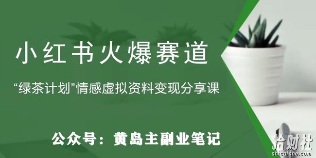 黄岛主·小红书绿茶计划情感虚拟资料变现项目，花我598买来拆解出来给你