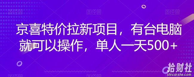 京喜特价拉新新玩法，有台电脑就可以操作，单人一天500+【揭秘】