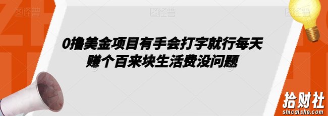0撸美金项目有手会打字就行每天赚个百来块生活费没问题【揭秘】