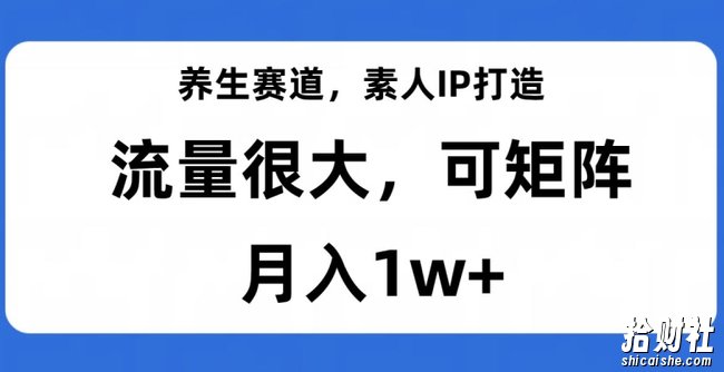 养生赛道,素人IP打造,流量很大,可矩阵,月入1w+【揭秘】