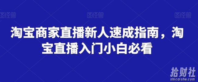淘宝商家直播新人速成指南，淘宝直播入门小白必看
