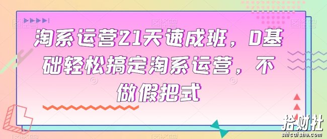 淘系运营21天速成班,0基础轻松搞定淘系运营,不做假把式