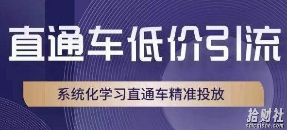 直通车低价引流课,系统化学习直通车精准投放