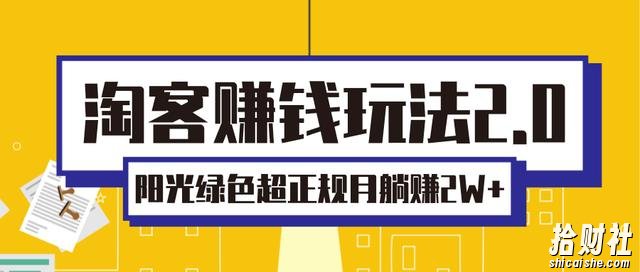 淘客賺米玩法2.0，阳光绿色超正规项目，月躺赚2W+「视频课程」