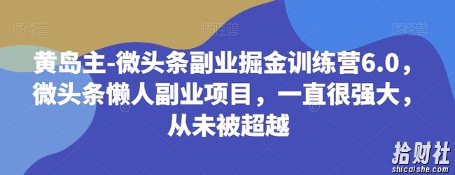 黄岛主-微头条副业掘金训练营6.0,微头条懒人副业项目,一直很强大,从未被超越