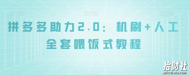 拼多多助力2.0:机刷+人工全套喂饭式教程【揭秘】