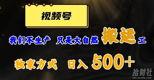 视频号轻松搬运日赚500+,一个1分钟1条原创视频【揭秘】