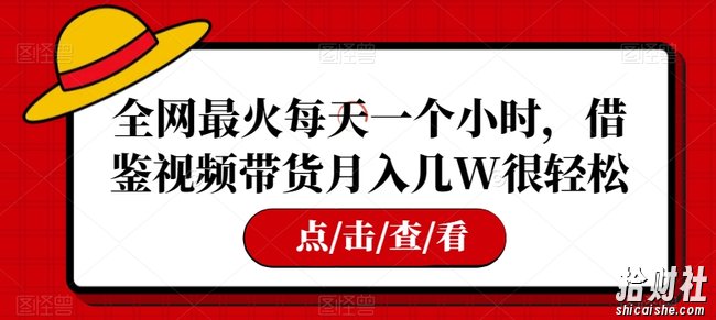 全网最火每天一个小时,借鉴视频带货月入几W很轻松【揭秘】