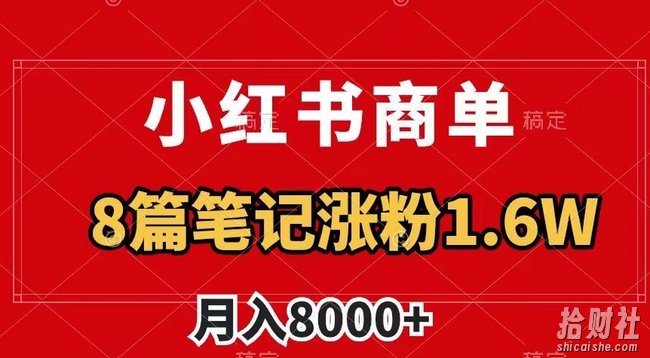小红书商单最新玩法,8篇笔记涨粉1.6w,作品制作简单,月入8000+【揭秘】