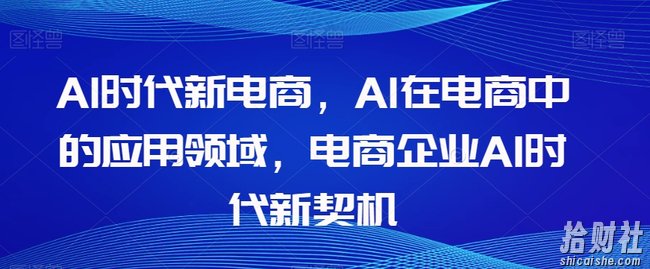 Al时代新电商,Al在电商中的应用领域,电商企业AI时代新契机