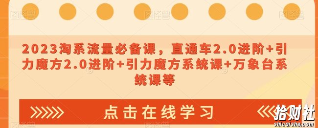 2023淘系流量必备课，直通车2.0进阶+引力魔方2.0进阶+引力魔方系统课+万象台系统课等